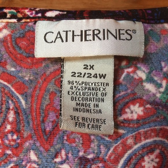 Catherines Paisley & Lace Boho Flowy Patchwork Print Pullover Size 2X; 22/24W - Picture 4 of 5